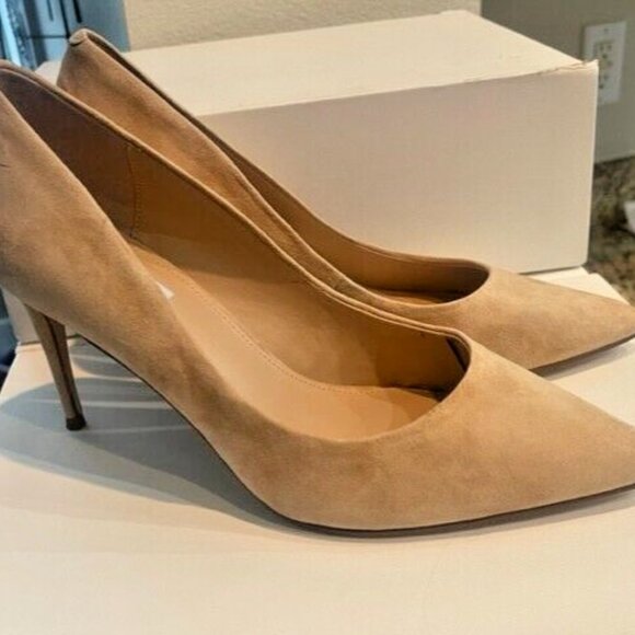 Steve Madden Luiza Tan Beige Suede Leather Classic Pumps Heels Shoes - Picture 5 of 9